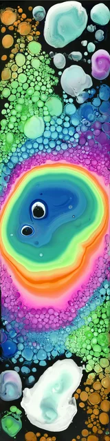 Free abstract bookmark featuring a rainbow blob